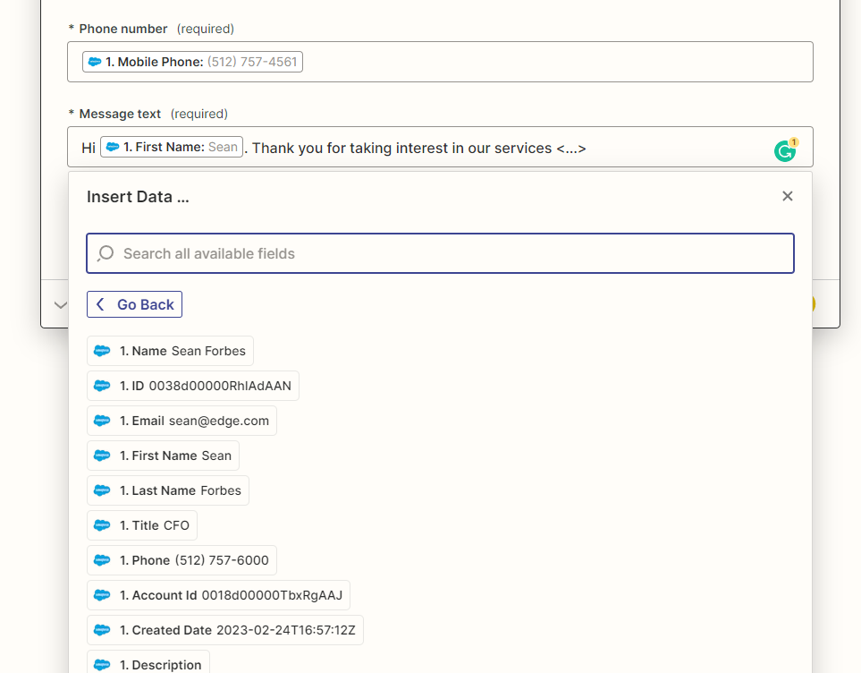 send automated whatsapp messages from salesforce