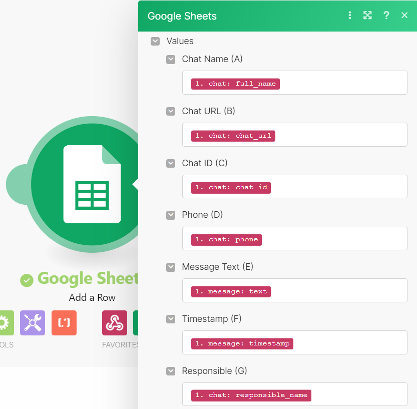 Make Integration 1. Google Sheets and WhatsApp 7