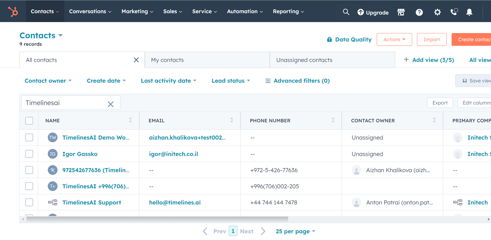 Contacts from HubSpot