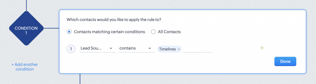TimelinesAI: WhatsApp integration with Zoho workflows Condition section